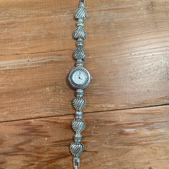 Geneva Sterling Silver Plated Heart Watch - Picture 3 of 6